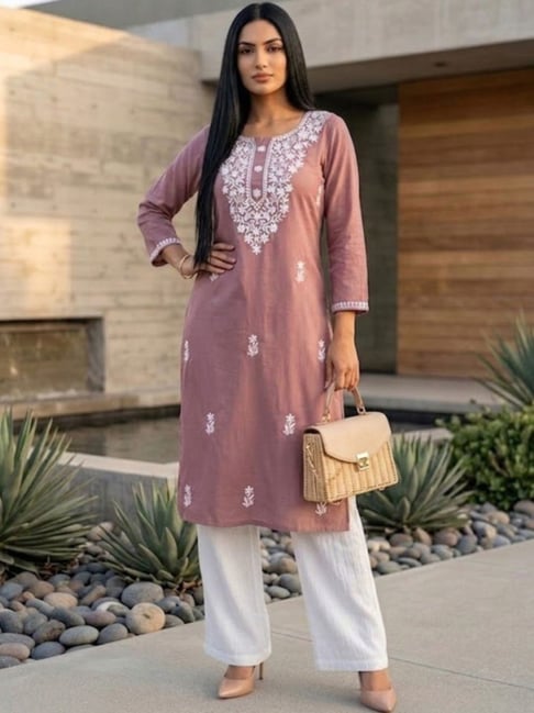 Varanga Dusty Pink Cotton Kurta-picture-34