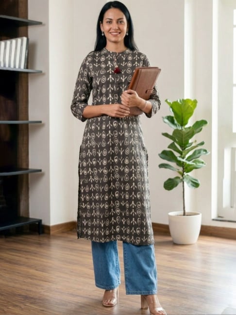 Varanga Grey Printed Kurta-picture-11