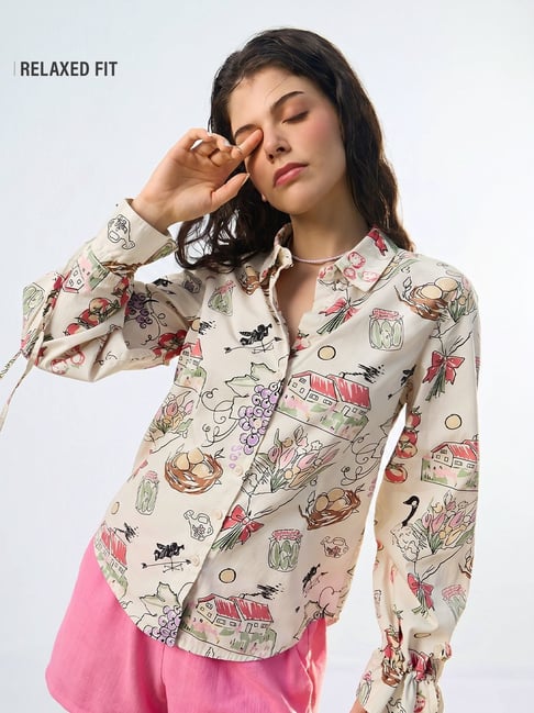 The Souled Store Womens White Relaxed Fit Graphic Shirts-picture-21