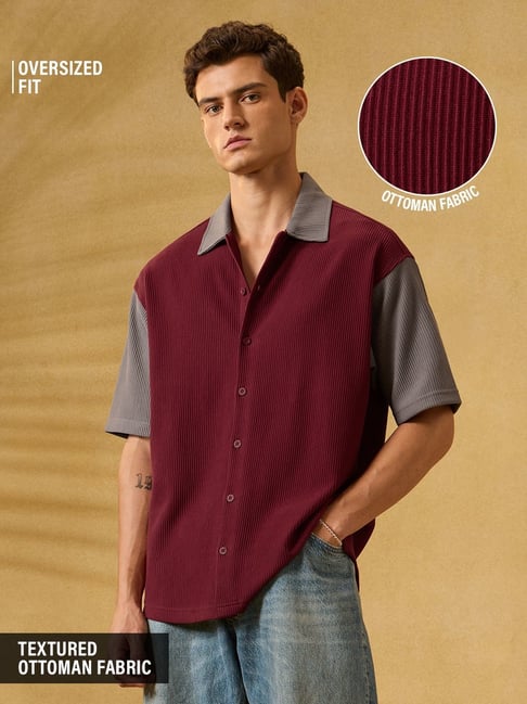 The Souled Store Mens Red Loose Textured Shirt-picture-15