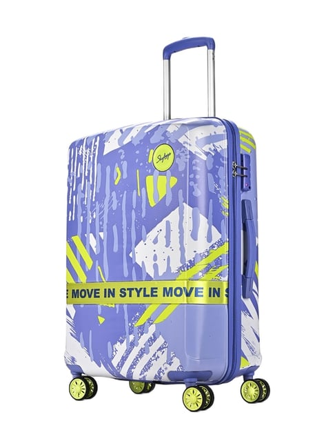 Skybags Blue & Lime Wanderlust Printed Medium Hard Sided Checked Luggage-picture-31
