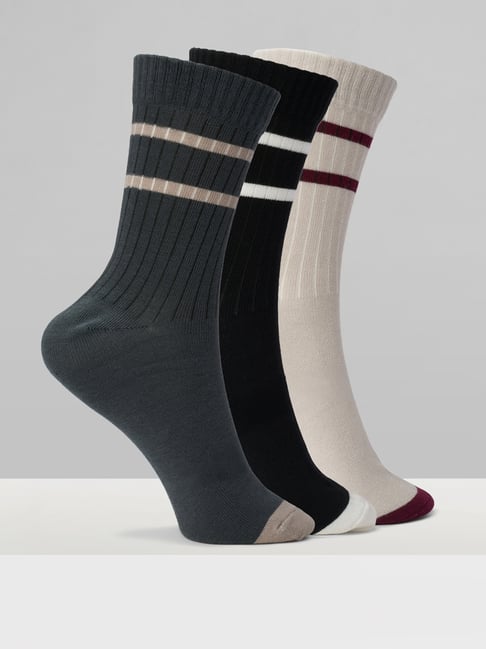Urban Ranger by Pantaloons Grey Striped Formal Socks - Pack Of 3-picture-43