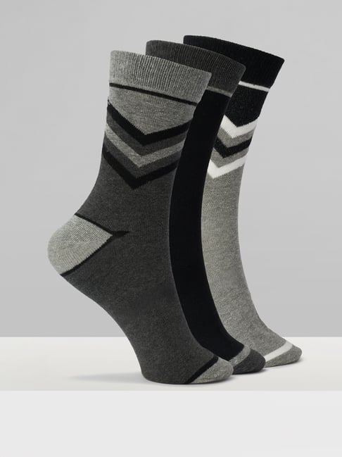 Urban Ranger by Pantaloons Grey Striped Formal Socks - Pack Of 3-picture-45
