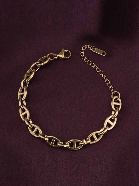 Palmonas Gold-Tone Plated D Link Chain Bracelet for Women-image-5