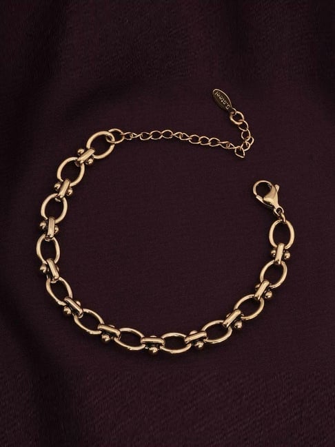 Palmonas Gold-Tone Plated Interlocking Hoops Chain Bracelet for Women-picture-16