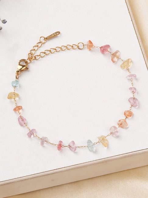 Palmonas Gold-Tone Plated Pastel Crystal Chip Bracelet for Women-picture-48