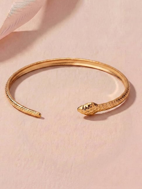Palmonas Gold-Tone Plated Texture Snake Curve Bracelet for Women-picture-40