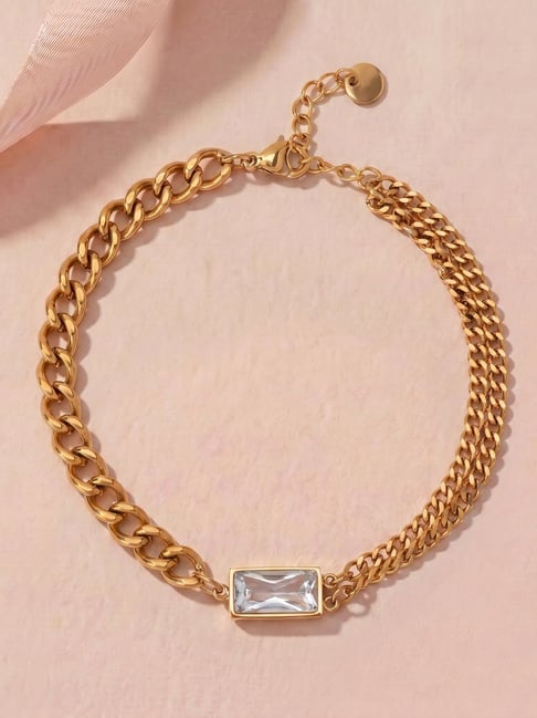 Palmonas Gold-Tone Plated Bold Motif Chain Bracelet for Women-picture-11