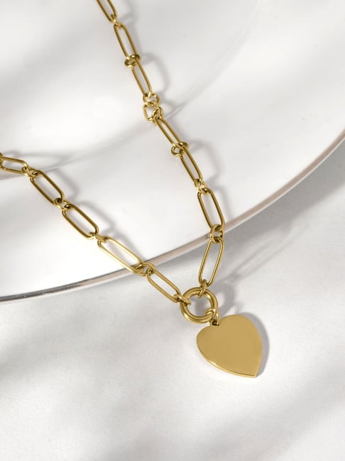 Palmonas Gold-Tone Plated Link Chain Heart Necklace for Women-image-44