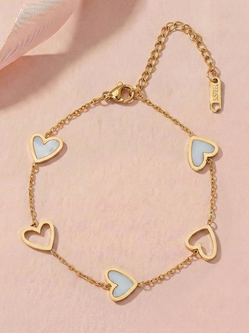 Palmonas Gold-Tone Plated Open Heart Link Bracelet for Women-picture-28