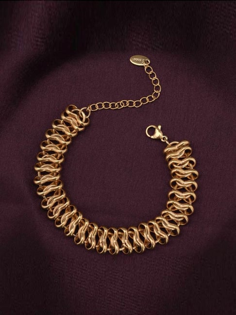 Palmonas Gold-Tone Plated Woven Link Bracelet for Women-picture-17