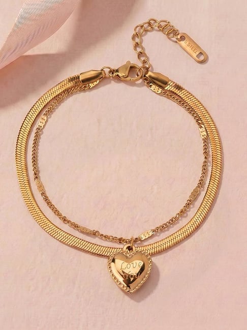 Palmonas Gold-Tone Plated Love Layered Bracelet for Women-picture-19