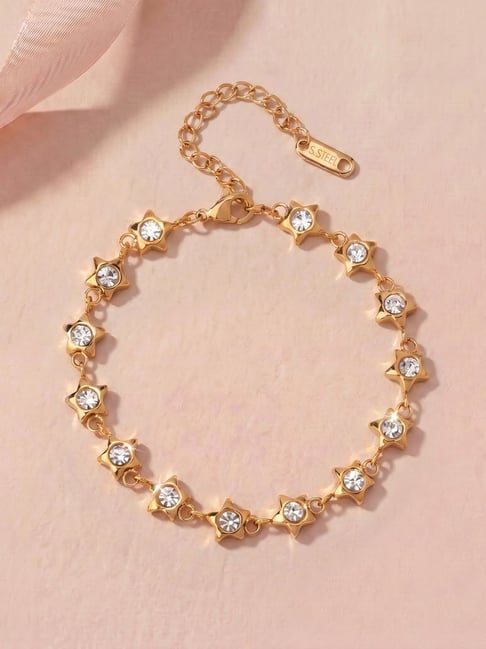 Palmonas Gold-Tone Plated Twinkling Star Linked Bracelet for Women-picture-12