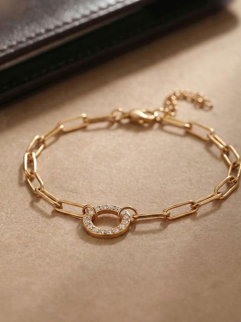 Palmonas Gold-Tone Plated Shiny Orbit Paperlink Chain Bracelet for Women-picture-27