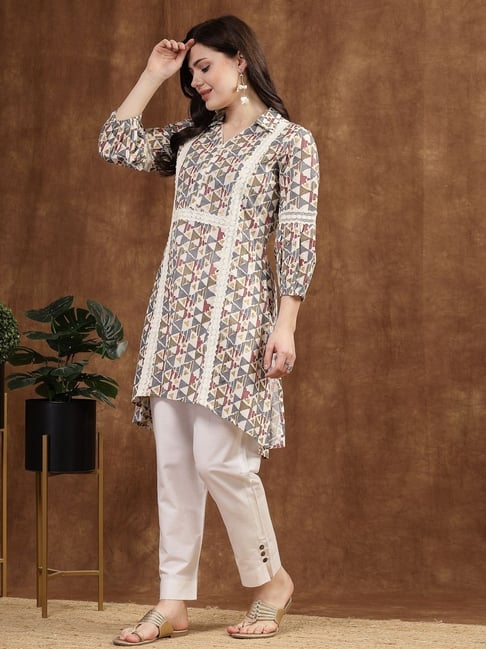 Nayam By Lakshita Womens Beige A line Fit Geometric Printed Tunic-picture-15