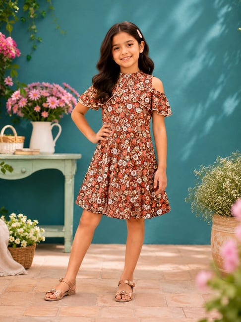 Kiddopanti Girls Multicolor Printed Dress-image-34