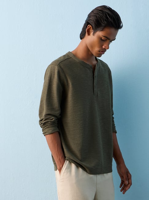 ETA by Westside Olive Relaxed-Fit Cotton-Blend T-Shirt-picture-14