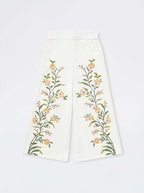 Utsa Kids Girls by Westside White Botanical Printed Cotton-Blend Ethnic Pants - (2-8 yrs)-picture-48