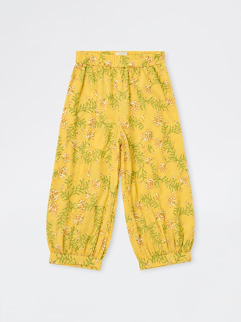 Utsa Kids Girls by Westside Yellow Floral Printed Cotton Ethnic Pants (2-8 yrs)-picture-17