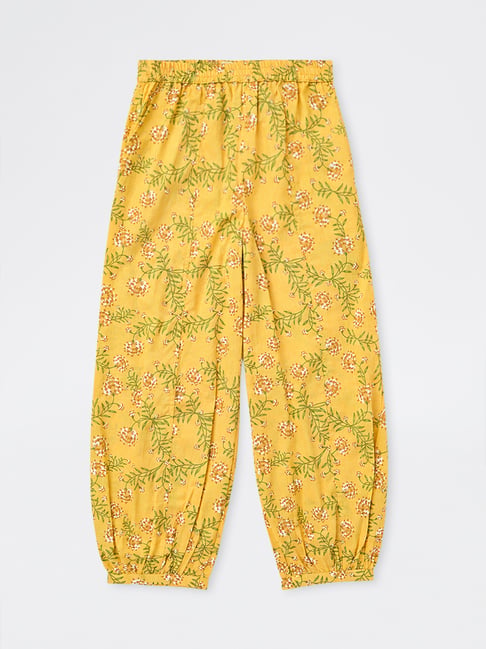 Utsa Kids Girls by Westside Yellow Floral Printed Cotton Ethnic Pants - (8-14 yrs)-picture-21