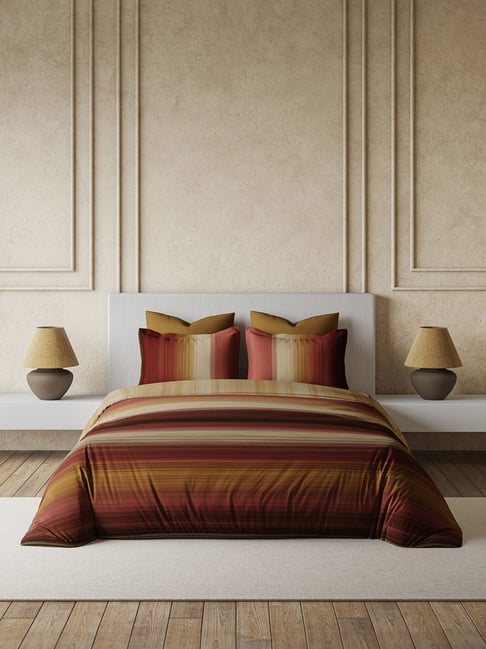 DDecor Pure Cotton 145TC Stripes Red King Bedsheet, Double Quilt with 2 Pillow Covers-image-35
