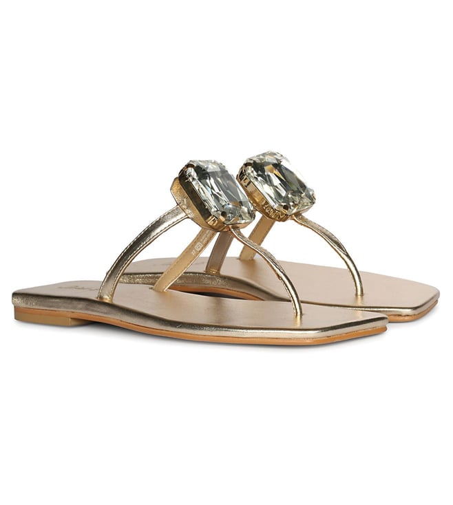 Saint G Women's Golden T-Strap Sandals