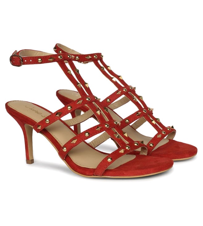Saint G Women's Red Ankle Strap Stilettos