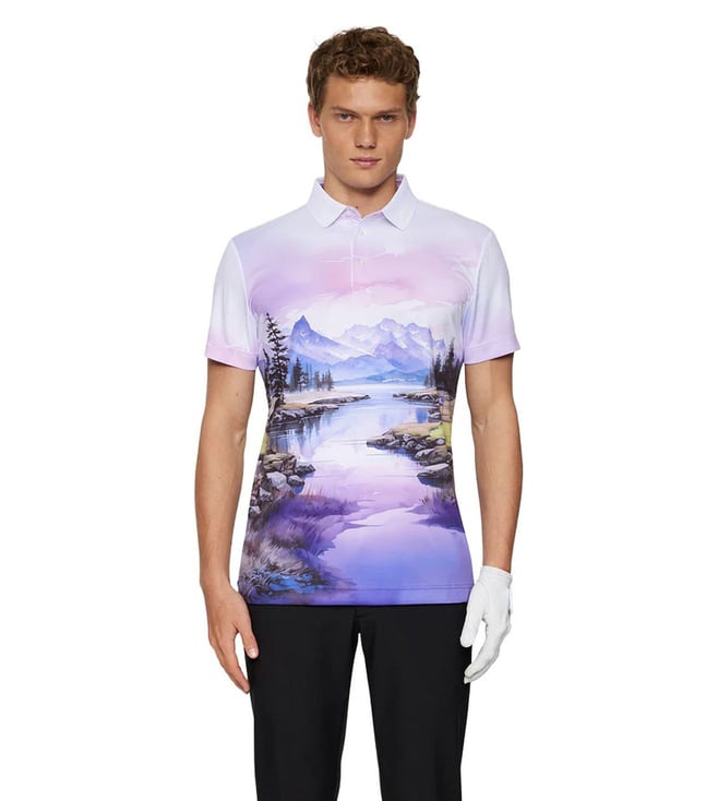 J.Lindeberg Landscape Watercolor purple Regular Fit Polo T-Shirt