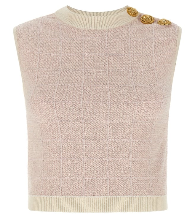 Pink Testa di leone tweed vest