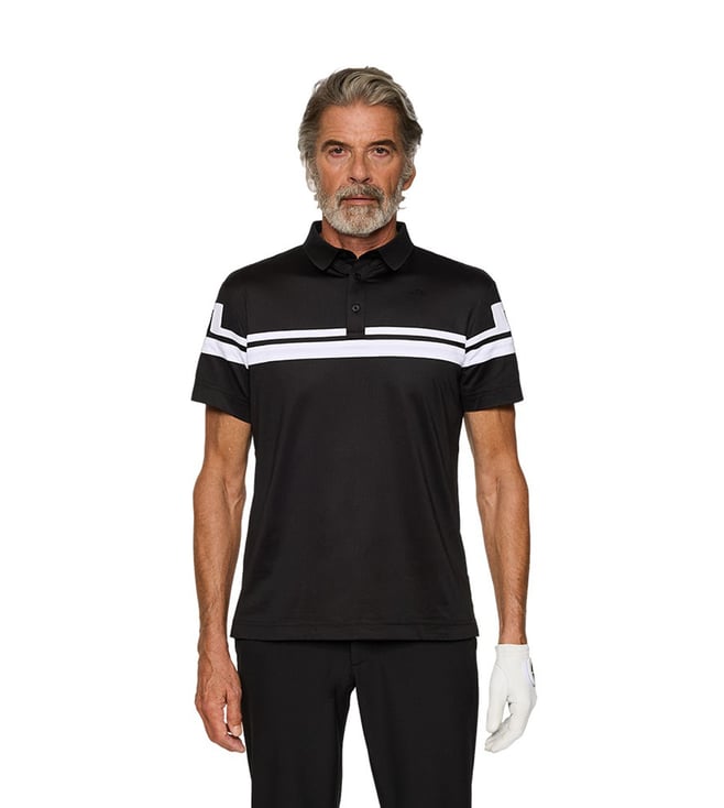 J.Lindeberg Black Regular Fit Colourblocked Golf T-Shirt