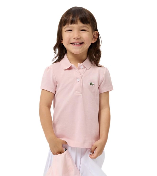Lacoste Girls Pink Pique Regular Fit Polo T-Shirt