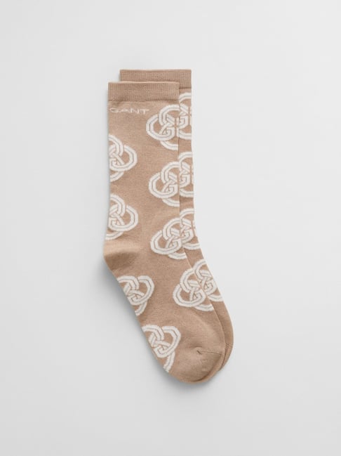 gant women patterned beige calf-length socks