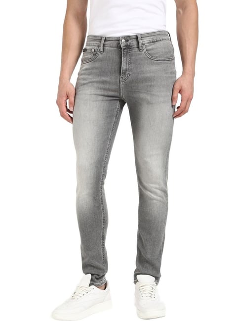 Calvin Klein Jeans Ps25J 006 Grey Heavily washed Mid rise Solid Skinny Fit Jeans-picture-20