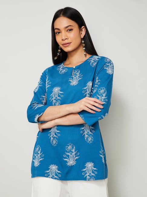 Melange by Lifestyle Indigo Printed Kurti-picture-28