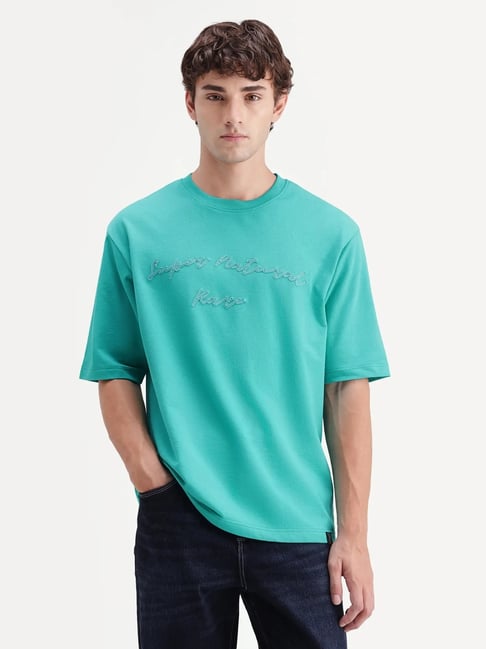 Rare Rabbit Teal Regular Fit Printed T-Shirt-picture-24
