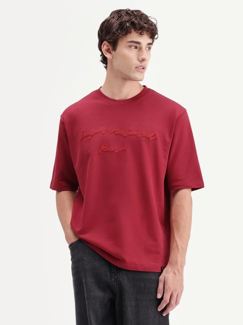 Rare Rabbit Wine Regular Fit Printed T-Shirt-image-42