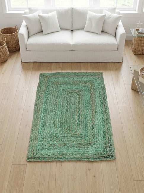 ASTERLANE Green & Brown Hand Woven Rug (2 x 3 Feet)-image-25