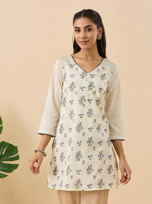 Fabindia White Cotton Printed Kurta-picture-21