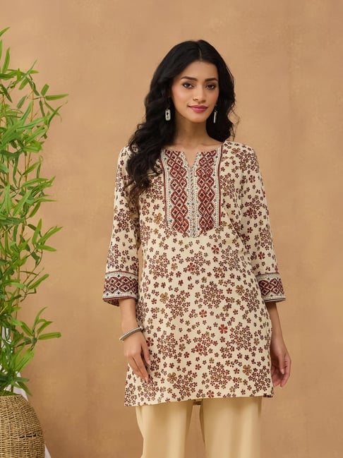 Fabindia Beige Cotton Printed Kurta-picture-44