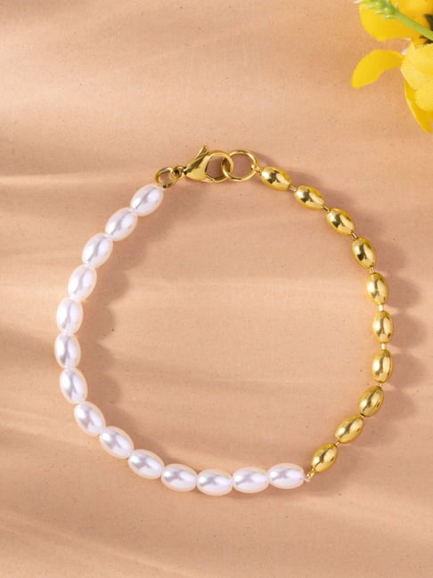 Palmonas Gold-Tone Plated White Bracelet for Women-picture-32