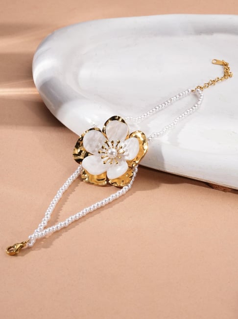 Palmonas Gold-Tone Plated White Bracelet for Women-picture-24