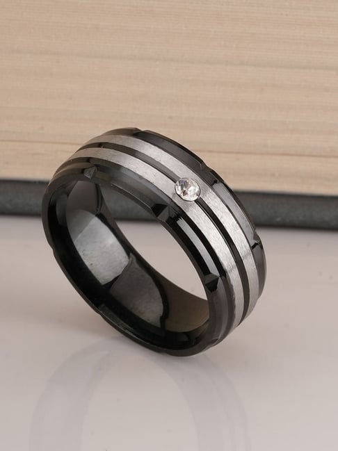 Palmonas Splendid Silver Black Band Ring for Men-picture-16