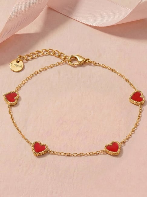 Palmonas Red Heart Linked Station Bracelet for Women-picture-44