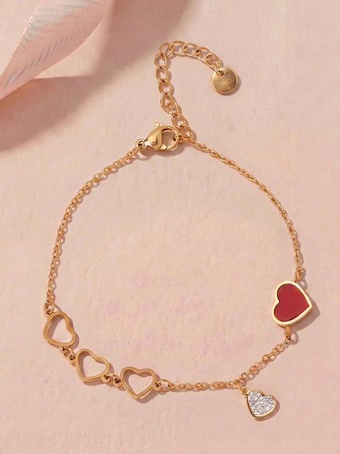 Palmonas Crimson Heart Chain Bracelet for Women-picture-12