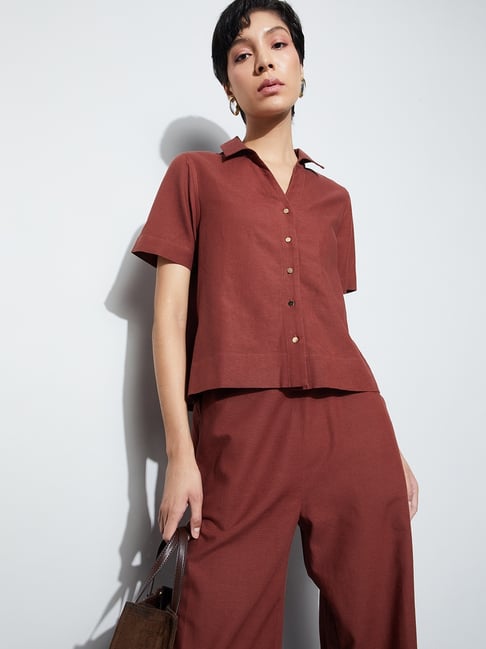 Code by Lifestyle Rust Viscose Shirt-picture-15