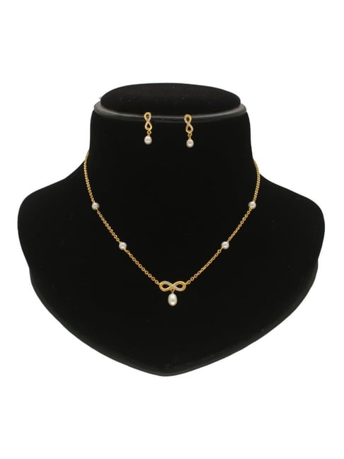 Sri Jagdamba Pearls 925 Silver Golden Set for Women