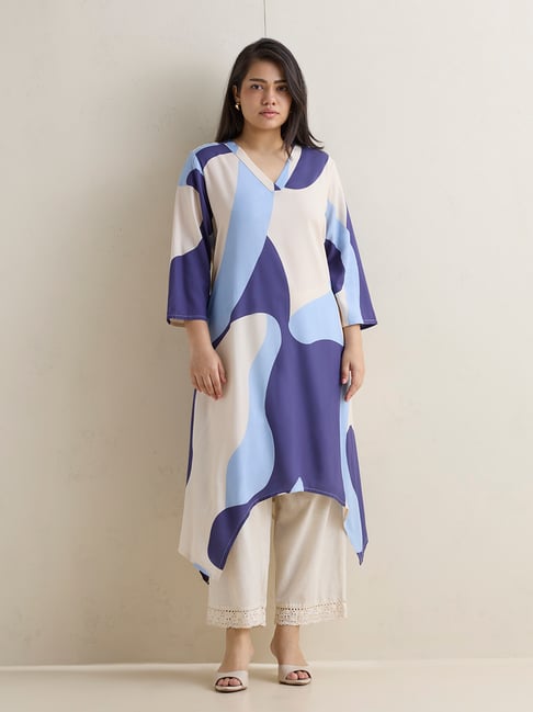 Diza by Westside Indigo Printed A-Line Kurta-picture-25