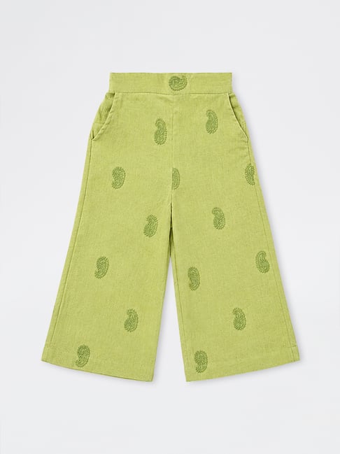 Utsa Kids Girls by Westside Green Paisley Embroidered Cotton-Blend Ethnic Pants (2-8 yrs)-picture-30