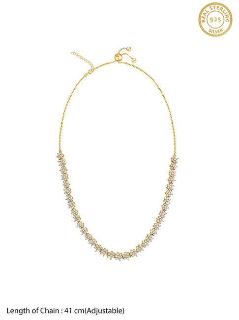Buy GIVA 925 Sterling Silver Golden Floral Belle Necklace for