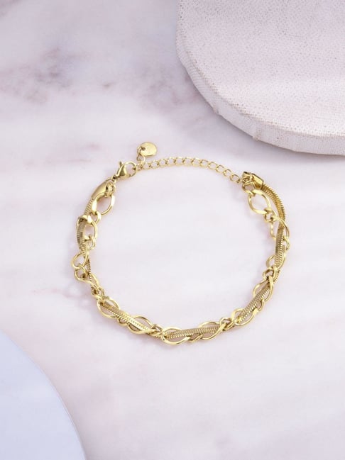 Palmonas Gold-Tone Plated Entangled Loop Chain Bracelet for Women-picture-44